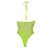Halter Tie Neck Bodysuit Neon Green Plus Size - Image 8